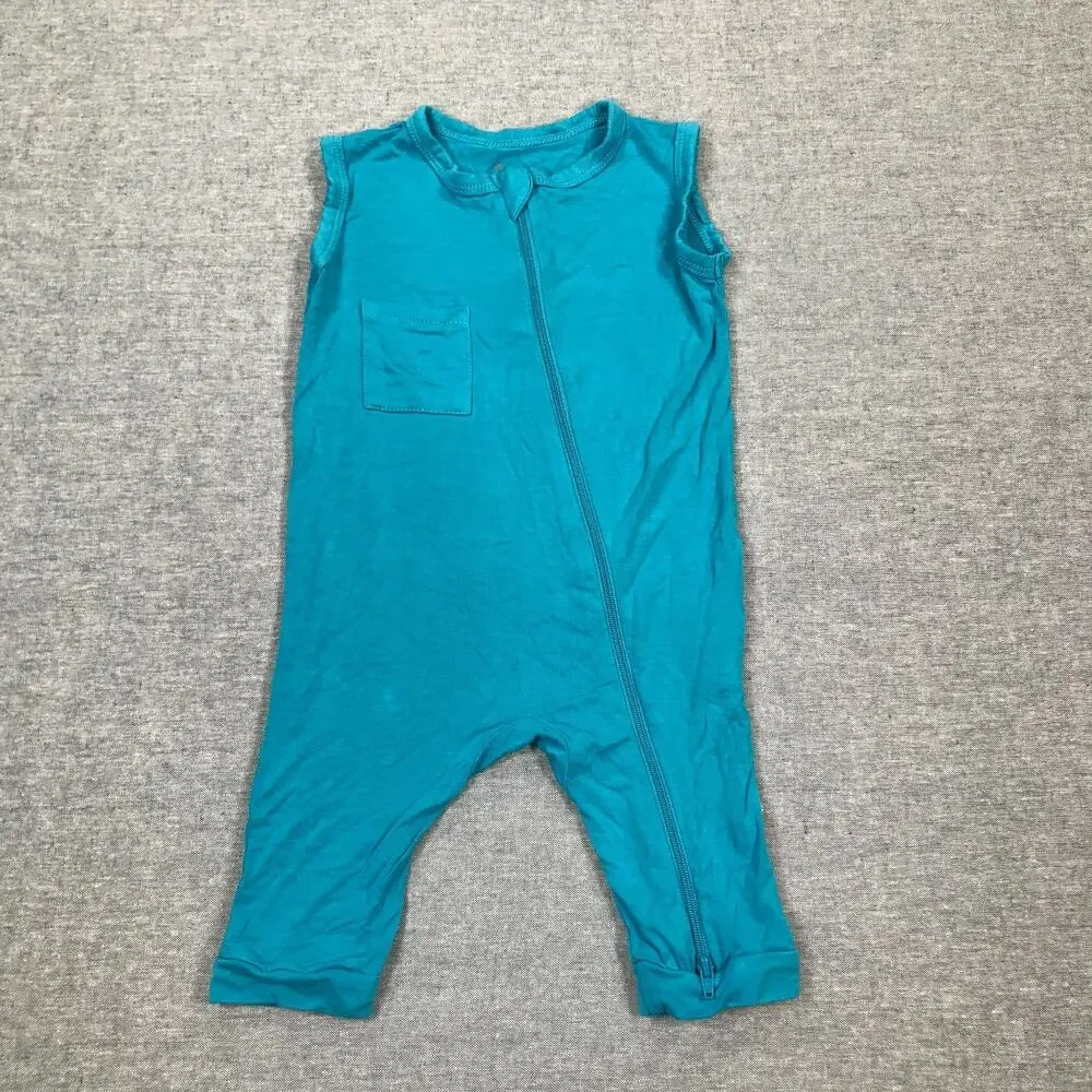 Kyte Baby Infant 6-12M One Piece Sleeveless Zip Sleeper Solid Blue Bamboo AU18
